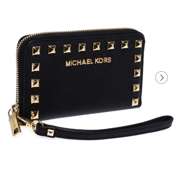 Michael Kors Handbags - Michael kors black wristlet wallet with gold studs